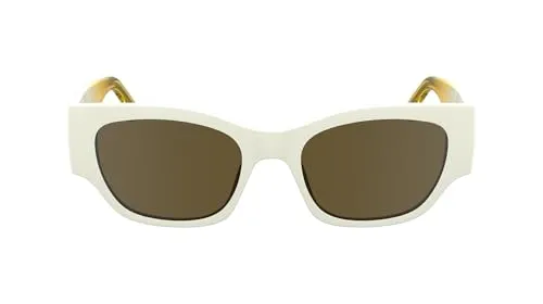 KARL LAGERFELD Unisex Adult Sunglasses KLJ6168S - Shiny White with Solid Light Brown Lens