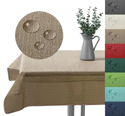 Outdoor Tischdecke Gartentischdecke wasserfest wetterbeständig rutschfest waschbar Outdoortischdecke Weichschaum Garten Balkon Camping Party Tischdeko Typ883 Cappuccino 110x140 cm eckig