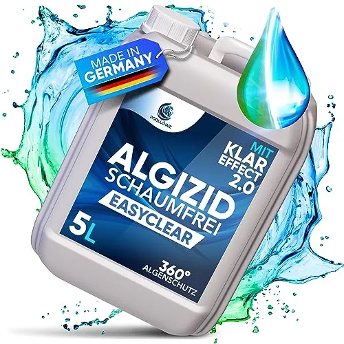PoolLöwe® Algenvernichter 5L - Algizid mit 360° Algenschutz - Algizid für Pool & Badewannen mit Sprudelfunktion, sorgt mit der ClearProtect-Formel für algenfreies Wasser und höchste Sicherheit beim Baden.