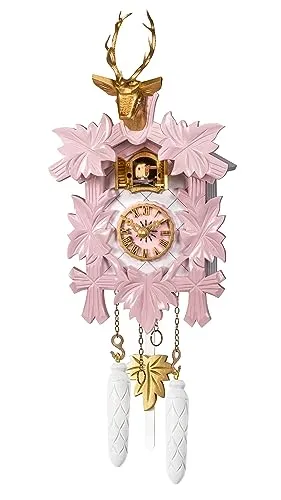 Engstler Quarz Kuckucksuhr 5-Laub, Vogel in pink von Engstler