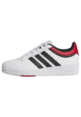 Adidas Unisex Kinder Hoops 4.0 Schuhe – FTWR White Core Black Better Scarlet, 29.5 EU - Bequeme Sneakers mit regulärer Passform, atmungsaktivem Mesh-Obermaterial und stylischer Wildleder-Zehenkappe für den täglichen Einsatz.