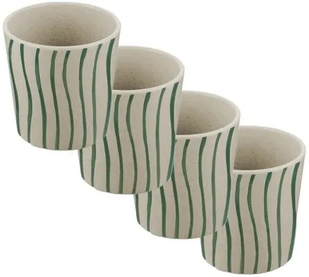Koziol Connect Monstera Stripes Becher, 190ml, 4er Set in beige von koziol