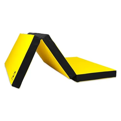 Jeflex Weichbodenmatte klappbar 150 x 100 x 8 cm - GELB/SCHWARZ - Weichbodenmatten für sicheren Spaß und Training, klappbar und platzsparend. Ideal für Turnen, Yoga und Spiele mit langlebigem PU-Schaum und hautfreundlichem Bezug.