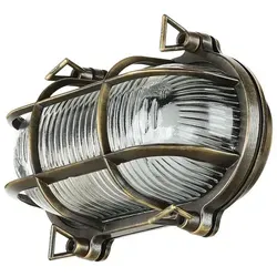 Licht-Erlebnisse Außenleuchte Messing Riffelglas IP64 in gold von Licht-Erlebnisse