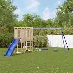 vidaXL Spielturm aus massivem Kiefernholz - Gestalte den Garten deiner Kinder zum Abenteuerland! Dieser stabile Spielturm aus Kiefernholz bietet eine Plattform, Schaukeln und eine Rutsche für unendlichen Spielspaß im Freien.