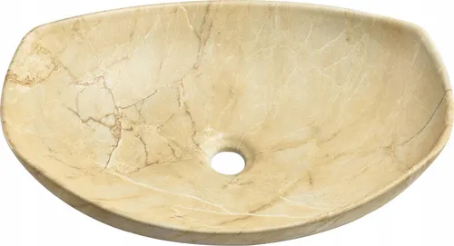 Aufsatzwaschbecken 55x40x15 Beige / Travertin / Sandstein-Optik Keramik Omeble