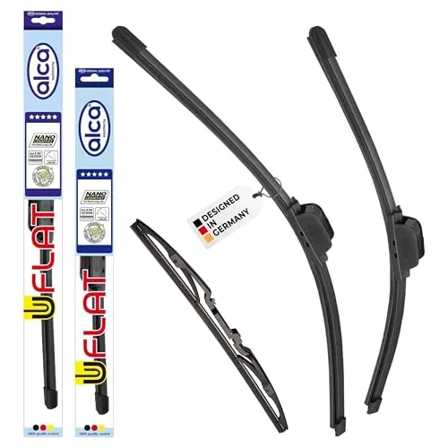 alca Scheibenwischblätter Set für NISSAN QASHQAI II - Scheibenwischer Set (3-teilig) für NISSAN QASHQAI II (02.2014 - 06.2021) mit Frostresistenz und NANO-Graphit-Technologie für leises, streifenfreies Wischen in allen Witterungsbedingungen.