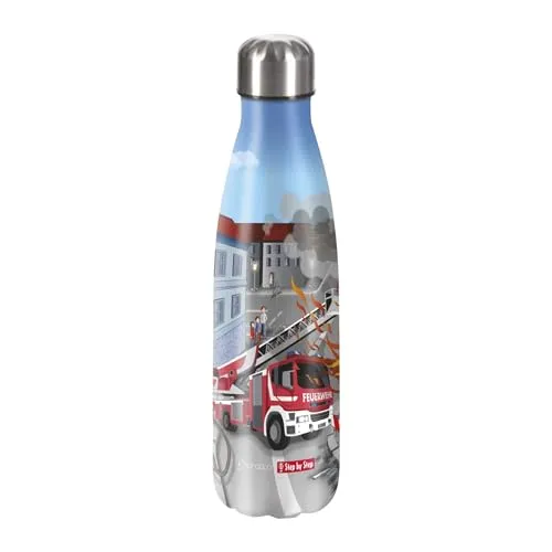 Step by Step Isolierte Edelstahltrinkflasche „Fire Engine Brandon“ - Trinkflasche für Schule & Freizeit, 100% recycelbar und auslaufsicher für kohlensäurehaltige Getränke bis 40°C.
