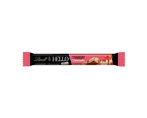 LINDT Schokolade, HELLO Stick Strawberry Cheesecake umhüllt mit Vollmilch Schokolade 37g