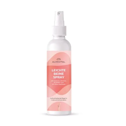 Almivital Leichte Beine Spray mit Silidine | Bei schweren und müden Beinen | mit rotem Weinlaub und Hyaluron | Leichte Anwendung und angenehmes Hautgefühl | 250ml