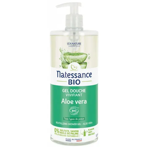 Natessance Belebendes Duschgel Aloe Vera Bio 1 L mit sanfter Reinigungsgrundlage