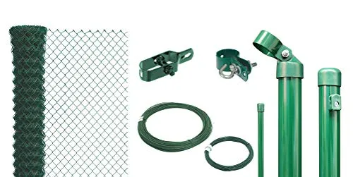 Alberts 635046 Maschendrahtzaun Komplettset 75m - Maschendrahtzaun-Komplettset zum Einbetonieren, 125 cm hoch, grün kunststoffbeschichtet - ideal für sicheren und dekorativen Gartenzaun.