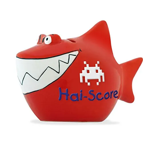 KCG Sparbüchse Hai-Score Spardose - Hai Zocker Gamer Rot Weiss