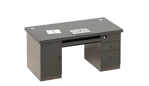 Moderner Schreibtisch in Schwarz/Grau mit Stauraum und Schubladen - Stylischer Schreibtisch aus Massivholz mit 160 cm Breite und cleveren Kabelkanälen. Ideal für Ihr Arbeitszimmer – bietet viel Stauraum und eine moderne Optik.