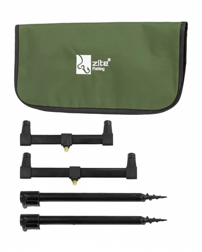 Zite Fishing Rutenhalter Buzzerbars Set 30-50cm - Rutenauflagen Set für das Angeln im englischen Stil, inklusive zwei Buzzbars und Teleskop-Banksticks, ideal für Karpfenangeln und einfach zu transportieren.