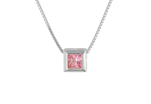trendor Kette mit Anhänger 925 Silber mit Zirkonia-Anhänger Pink