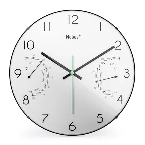 Mebus 16106 Quarz-Wanduhr - Elegante Wanduhr mit präzisem Quarzwerk, ideal für jeden Raum und sorgt für pünktliche Zeitangabe.