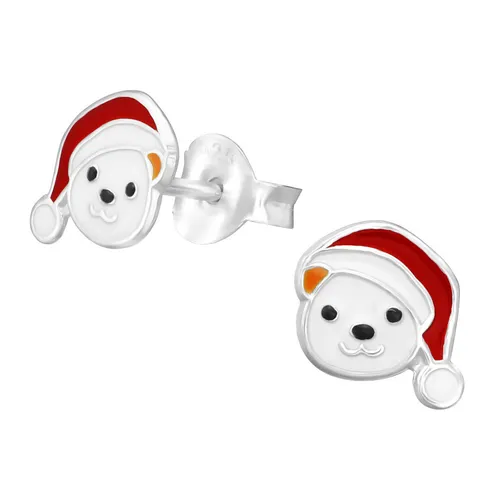 Eisbär Ohrringe 925 Silber in rot von Monkimau