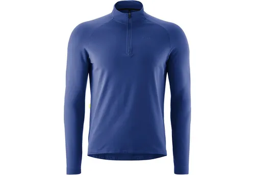 GONSO Essential Jersey Longsleeve M Herren Fahrradtrikot - Hochgeschlossener Langarm-Trikots für Herren in jeansblau, ideal als Midlayer für kühle Tage. Hergestellt aus 86% Polyester und 14% Elastan für optimalen Tragekomfort.