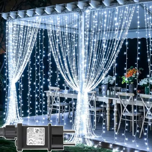 Joycome Lichtervorhang 6m x 3m 600 LED Lichterketten Vorhang mit Stecker
