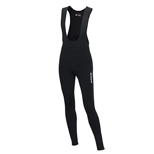 Airtracks Herren Winter Thermo Fahrradhose Lang mit Trägern Pro Trägerhose Fahrrad Hose Radhose Radlerhose Gepolstert Warm - schwarz- S