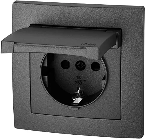 Unterputz Steckdose IP44, Steckklemme, All-in-One, Serie ET-1 anthrazit