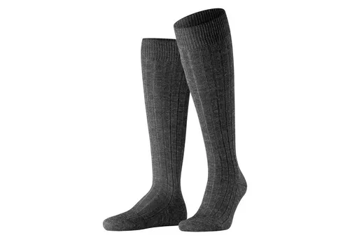 FALKE Herren Kniestrümpfe Teppich Im Schuh M Kh Wolle lang einfarbig 1 Paar, Grau Anthracite Melange 3080, 39-40 - Herren-Kniestrümpfe aus weicher Wolle, ideal für kalte Tage; hochwertig und blickdicht, perfekt für Anzug und Freizeit; rutschfester Sitz und druckfreie Naht für höchsten Komfort.
