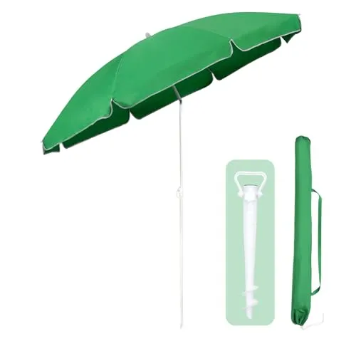 Sekey Sonnenschirm Ø 180 cm - 3-in-1 Strandschirm mit Tragetasche - Sonnenschirm für Garten und Balkon mit verstellbarem Neigungswinkel und Höhe, bietet UV-Schutz 50+, ideal für entspannte Stunden im Freien.