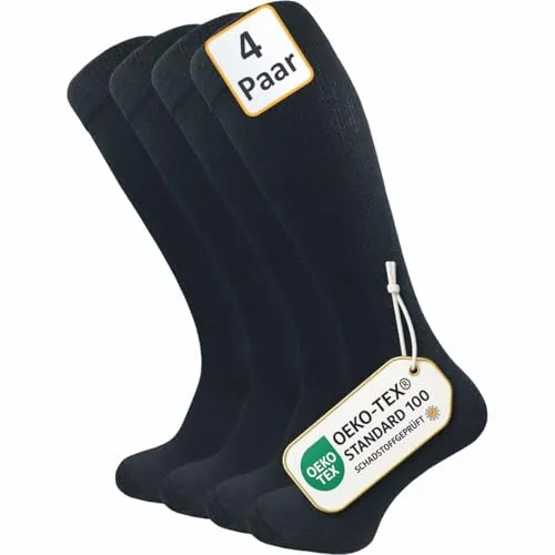 GAWILO Kompressionsstrümpfe für Damen & Herren (4 Paar) - Sportsocken für bessere Durchblutung und Regeneration, ideal bei langem Sitzen oder Reisen. Atmungsaktive Baumwolle sorgt für ein angenehmes Fußklima und hohen Tragekomfort.