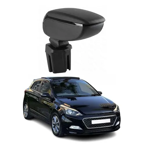OMAC Armlehne Mittelarmlehne für Hyundai i20 2015-2020 - Armlehne aus PU-Leder in Schwarz, verstellbare Höhe für individuellen Komfort und einfache Installation für mehr Fahrvergnügen.