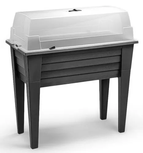 Spetebo Hochbeet Kunststoff Anzucht Gewächshaus auf Beinen - Pflanzenzubehör, ideal für die Anzucht mit belüftetem Deckel und 100% recycelbarem Material - perfekt für Balkon oder Garten.