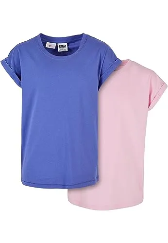 Urban Classics Mädchen T-Shirt Girls Organic Extended Shoulder Tee 2-Pack purpleday/girlypink 110/116