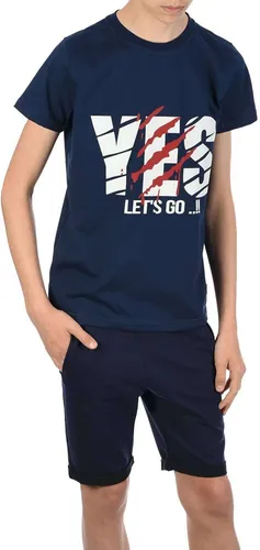 BEZLIT Jungen Sommer Set T-Shirt YES und Stoff Shorts Navy / Navy 104/110