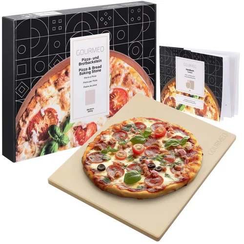 GOURMEO Pizzastein Cordierit 30x38cm - Backstein für Pizza & Brot, aus hochwertigem Cordierit für perfekte Hitzeverteilung – knuspriger Boden garantiert! Ideal für Backofen und Gasgrill.