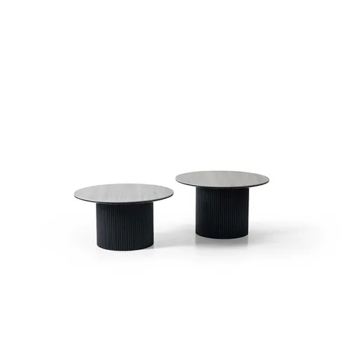 Stilvolles Couchtisch-Set mit runden Platten - Elegantes Set aus zwei Couchtischen für das Esszimmer. Mit einer Breite von 70 cm bietet es modernen Komfort und ist aus hochwertigem Holz gefertigt. Ideal für gesellige Runden!