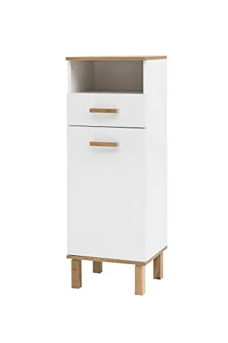 Schildmeyer Badschrank Padua 142178 - Sonstige Badezimmermöbel mit 3 Fächern, 1 Schublade und feuchtigkeitsbeständigem MDF. Ideal für Stauraum von Handtüchern und Kosmetik. Made in Germany!