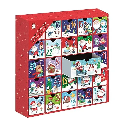 Giftmaker Adventskalender zum selber befüllen, 24 Zeichnungen, Geschenke, Weihnachts-Countdown, mehrfarbig