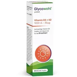 Glycowohl Vitamin D3 1000 I.E. + K2 30 μg Tropfen - Arzneimittel zur Unterstützung der Knochen- und Muskelfunktion mit hochwertigem MCT-Öl für optimale Vitaminaufnahme.