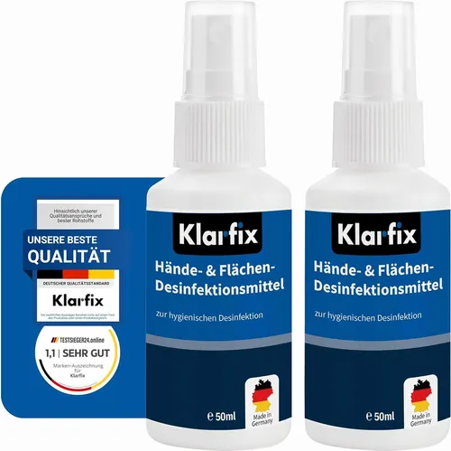 Hände- & Flächendesinfektionsmittel nach WHO-Rezeptur für Hand, Haut und Flächen I Ideal für unterwegs | Wirksam gegen Bakterien, Pilze & Viren | Hygienisch & hautfreundlich (2x 50ml)