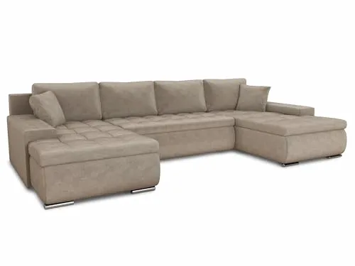 Wohnlandschaft Faris U-Form mit Schlaffunktion in beige von Sofnet