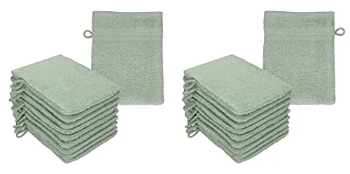 Betz Waschhandschuhe 20 Stück - Premium Baumwolle, 16x21 cm, heugrün - Waschlappen & Waschhandschuhe aus 100% Baumwolle, besonders weich und hautfreundlich, bis 60 Grad waschbar, ideal für eine sanfte Reinigung in jedem Bad.