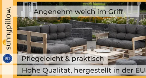 sunnypillow Palettenkissen für Gartenmöbel - Bequeme Sitzkissen 120 x 80 cm - Hochwertige Palettenkissen für gemütliche Sitzflächen im Innen- und Außenbereich. Strapazierfähige, schmutzabweisende Bezüge und langlebige Füllung sorgen für höchsten Komfort und lange Haltbarkeit.