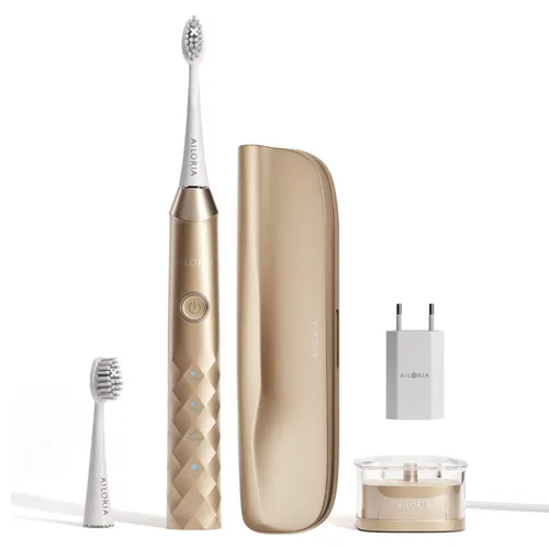 AILORIA Schallzahnbürste SHINE BRIGHT - USB Schallzahnbürste mit 2 Aufsteckbürsten, Whitening und Massage für strahlendes Lächeln