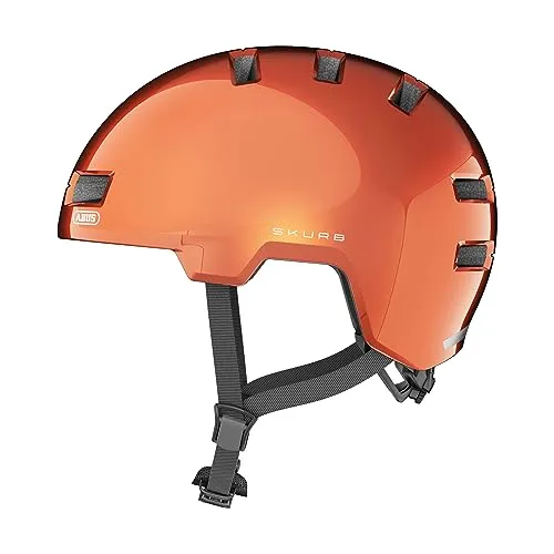 ABUS Stadthelm Skurb - Robuster Fahrradhelm für Skate und Alltag, Orange, Größe L - Fahrradhelme mit In-Mold Fertigung für maximale Sicherheit und Ponytail-Kompatibilität – ideal für urbane Abenteuer und sportliche Aktivitäten.