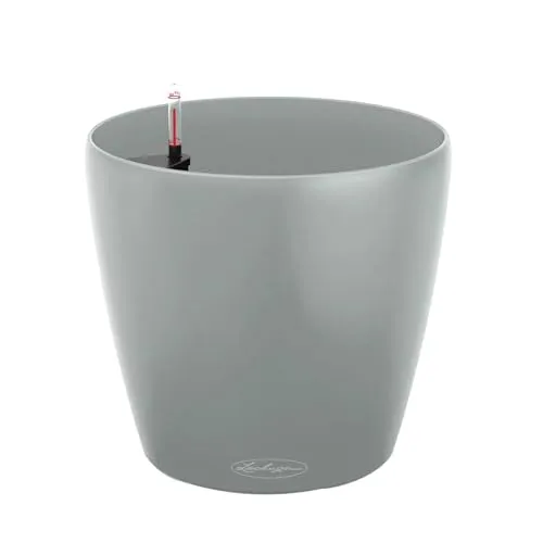 LECHUZA-Pflanzgefäß Classico Color ECO 18 Hellgrau | Pflanzgefäß mit Bewässerungssystem und Wasserstandsanzeiger|aus 100% recyceltem Kunststoff | Matte Oberfläche | Ø 19 x 17 cm | 18900