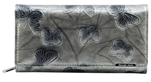 Jennifer Jones Leder Geldbörse mit Schmetterling Design in silber von J JONES JENNIFER JONES