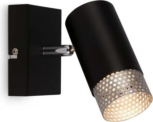 BRILONER – Leselampe, Wandleuchte Innen, Lampe, Lampenschirm Gitter, Wandlampe Innen, Schwenkbar, Wohnzimmerlampe, Schwarz-Chrom