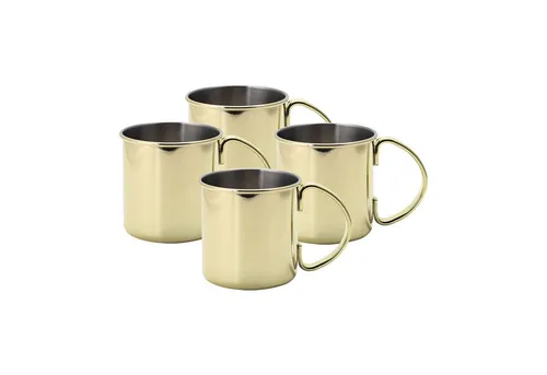 ECHTWERK Moscow Mule Becher Set aus Edelstahl (4tlg, Gold, 480 ml) - Cocktailgläser - Stilvolles 4-teiliges Set aus hochwertigem Edelstahl, perfekt für Moscow Mule und Gin Tonic. Unzerbrechlich und korrosionsbeständig, ideal für jede Feier!