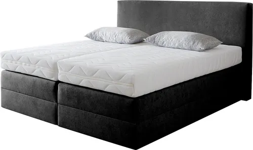 WESTFALIA SCHLAFKOMFORT Boxspringbett schwarz, 175x205cm - Komplettbett mit 7-Zonen-Kaltschaummatratze, abziehbarem Bezug und waschbar bei 60°C. Ideal für erholsamen Schlaf und modernes Design.