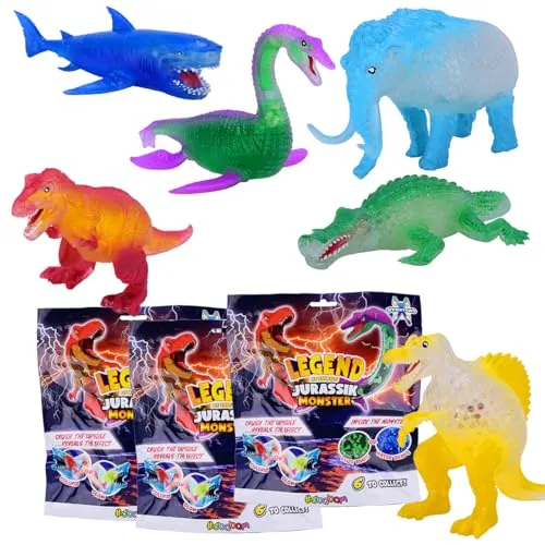sbabam Funny Box Jurassik Monster, ausziehbare Dinosaurier für Kinder mit Spezialeffekten, 3 Teile, Spiele für Kinder vom Zeitungskiosk mit T-Rex, Triceratops und Anderen +3 Jahre